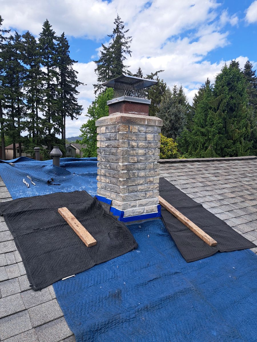 Chimney repair - Protecting the roof shingles